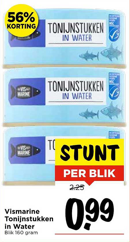 Vismarine Tonijnstukken in Water Blik 160 gram
