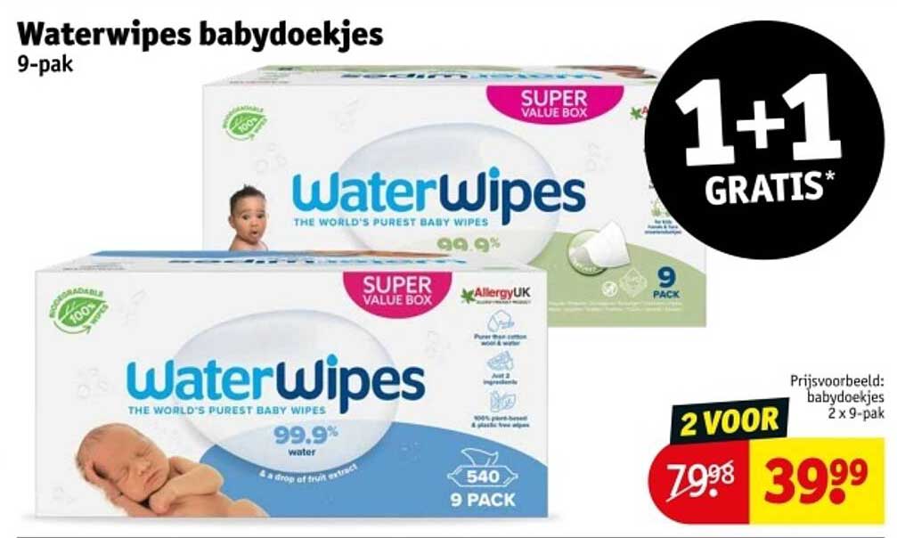 Waterwipes babydoekjes 9-pak