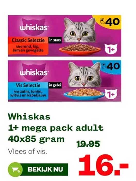 Whiskas 1+ mega pack adult 40x85 gram
