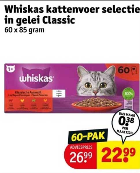 Whiskas kattenvoer selectie in gelei Classic 60 x 85 gram