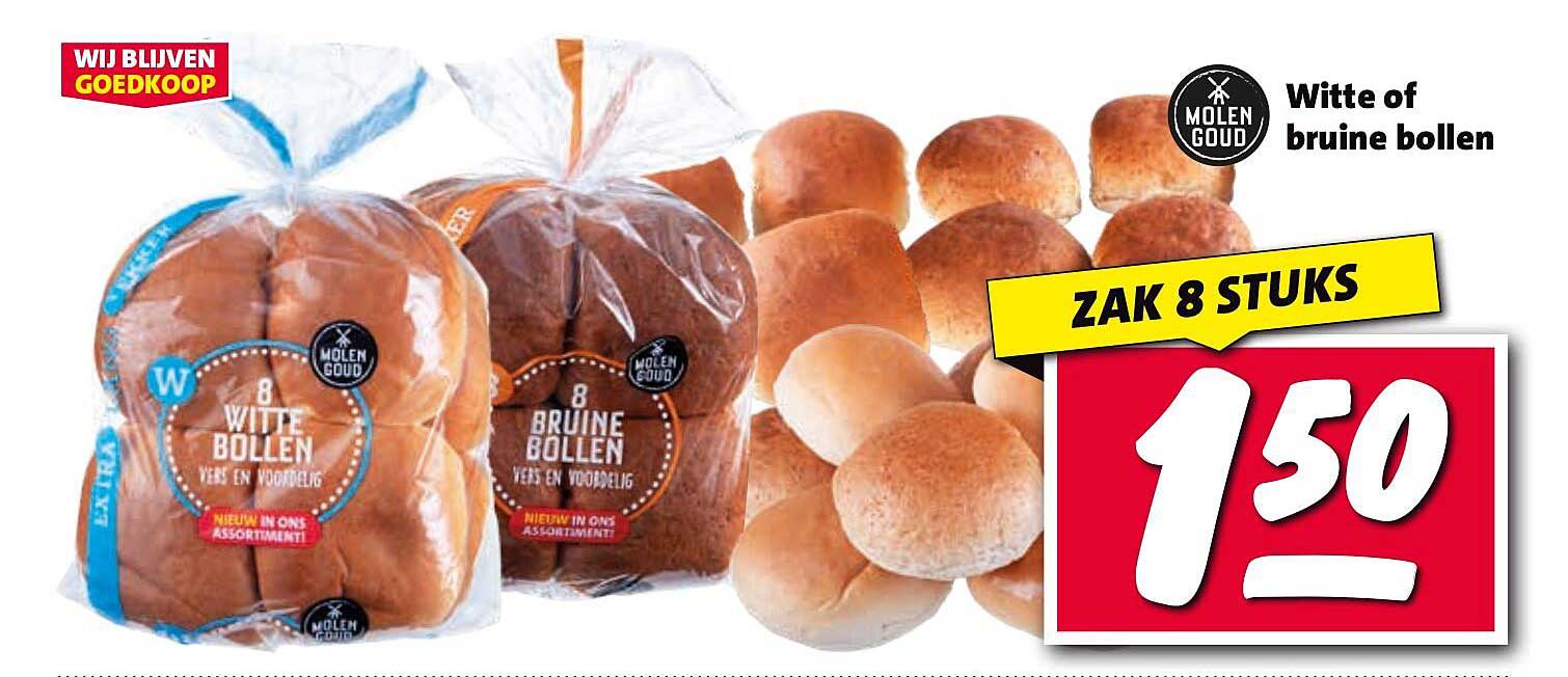 Witte of bruine bollen - Zak 8 stuks