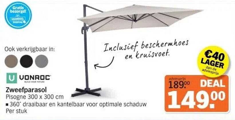 Zweefparasol Pisogne 300 x 300 cm