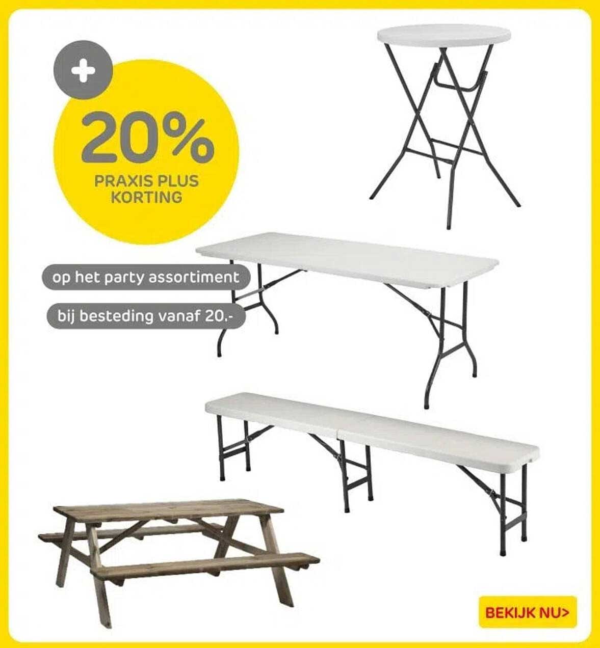 20% PRAKIS PLUS KORTING op het party assortiment bij besteding vanaf 20.-