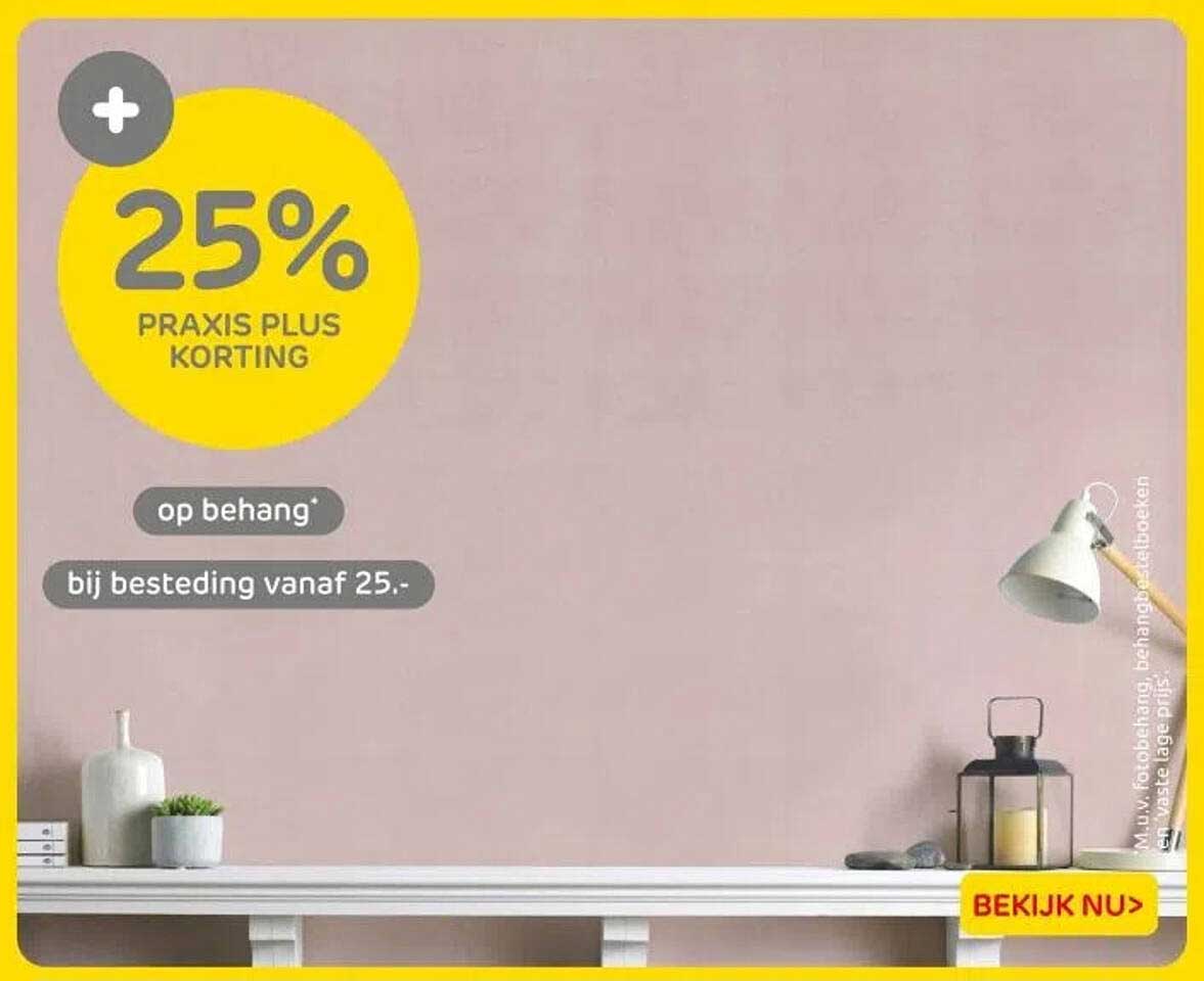 25% PRAXIS PLUS KORTING op behang bij besteding vanaf 25.-