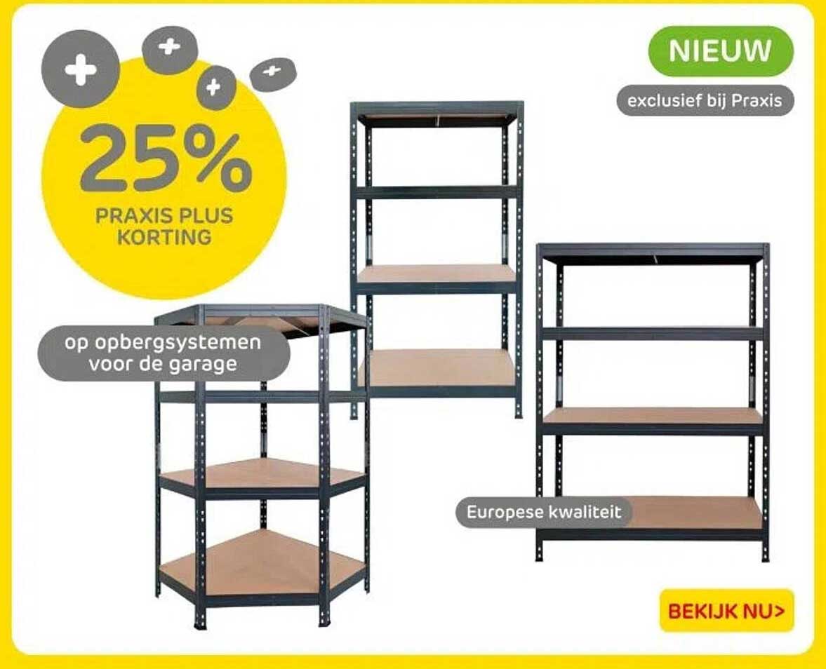 25% PRAxis Plus korting op opbergsystemen voor de garage