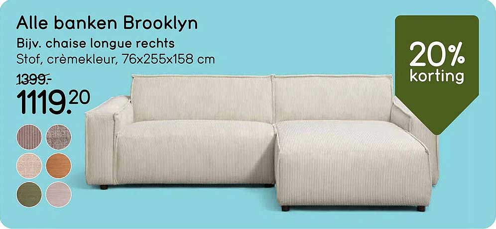 Alle banken Brooklyn Bijv. chaise longue rechts