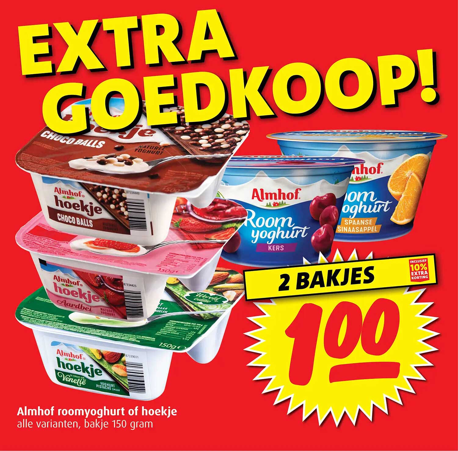 Almhof roomyoghurt of hoekje - 2 bakjes voor 1,00