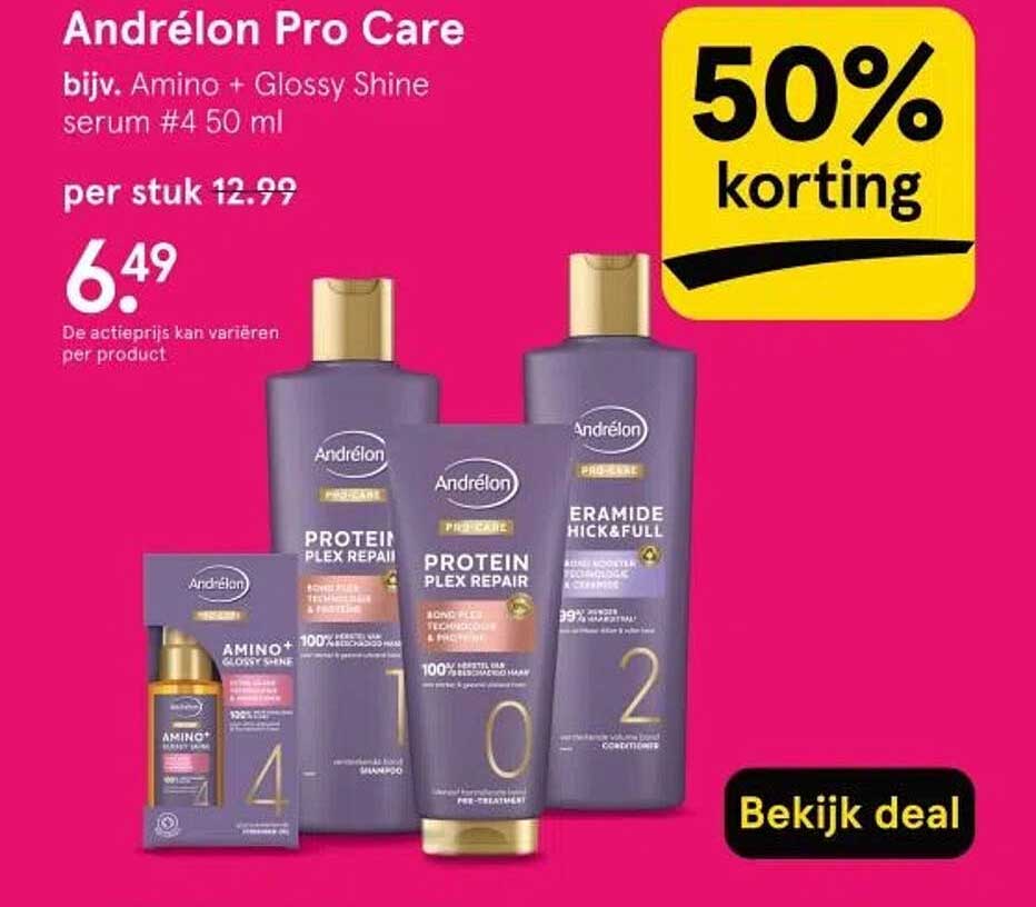 Andrélon Pro Care bijv. Amino + Glossy Shine serum #4 50 ml