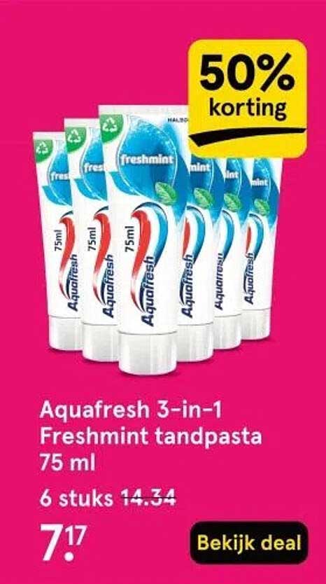 Aquafresh 3-in-1 Freshmint tandpasta 75 ml