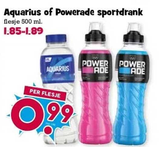 Aquarius of Powerade sportdrank flesje 500 ml.