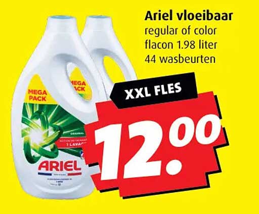 Ariel vloeibaar regular of color flacon 1.98 liter 44 wasbeurten