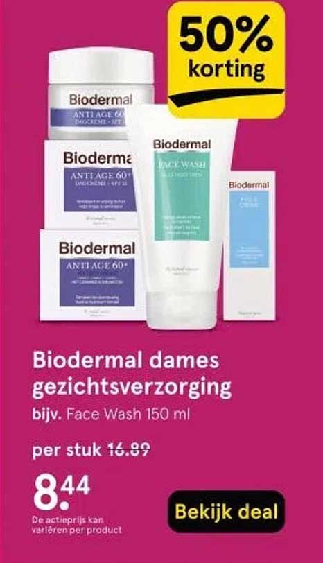 Biodermal dames gezichtsverzorging bijv. Face Wash 150 ml