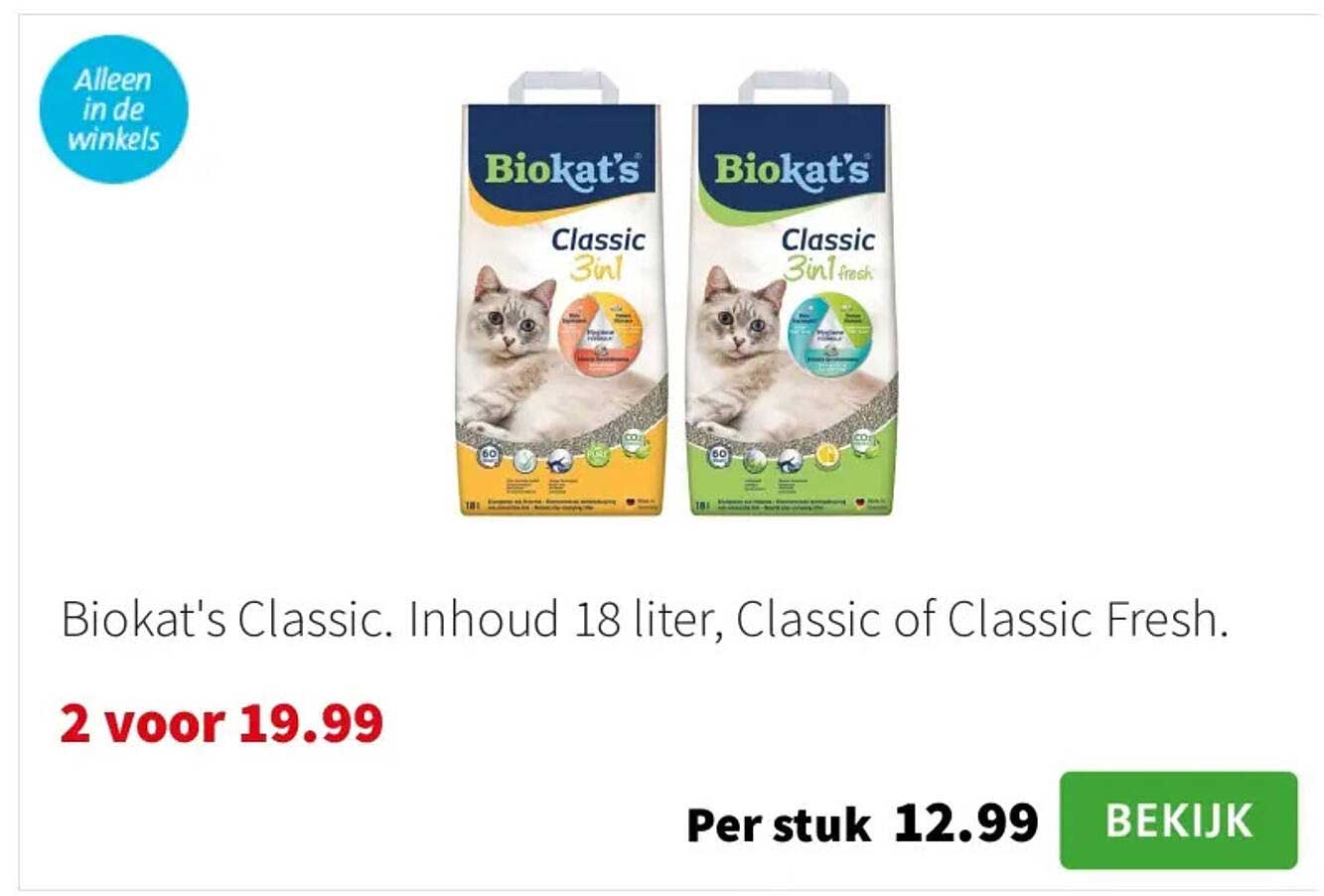 Biokat's Classic. Inhoud 18 liter, Classic of Classic Fresh.