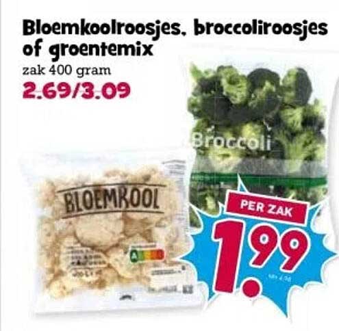 Bloemkoolroosjes, broccoliroosjes of groentemix