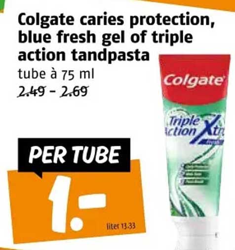 Colgate caries protection, blue fresh gel of triple action tandpasta