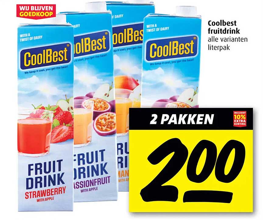 Coolbest fruitdrink alle varianten literpak