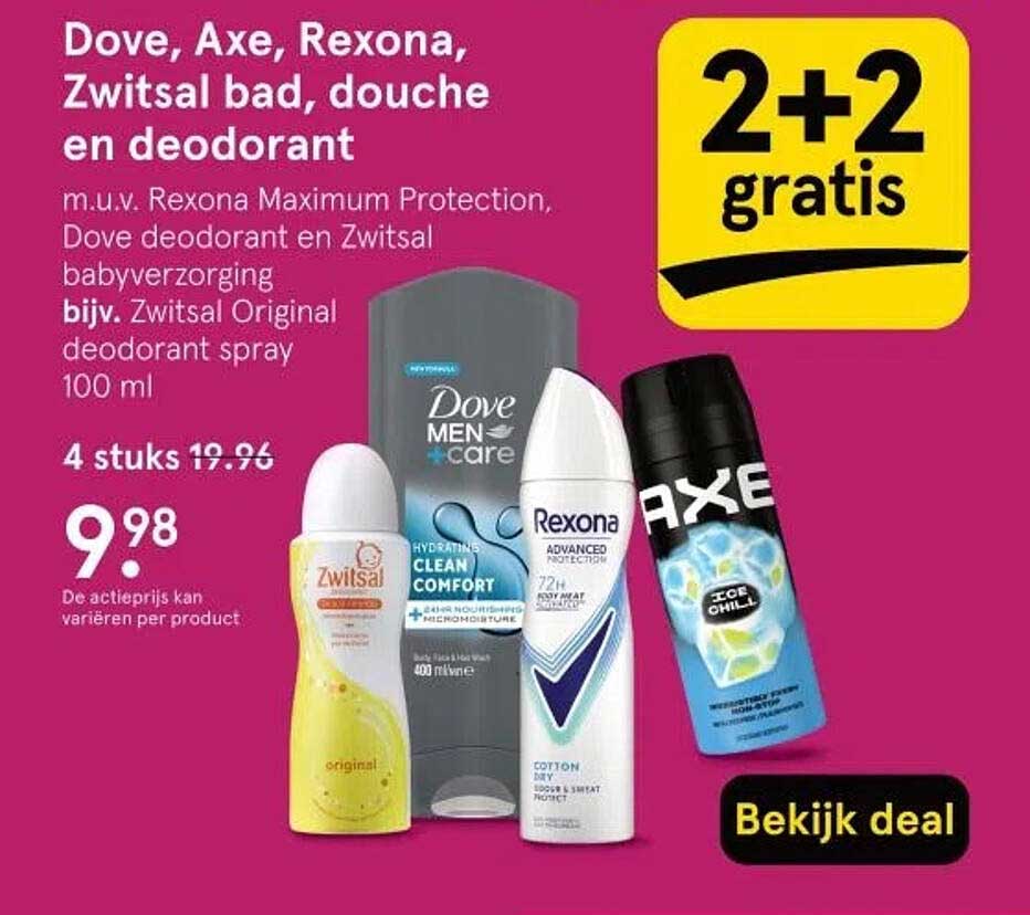 Dove, Axe, Rexona, Zwitsal bad, douche en deodorant