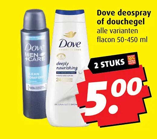 Dove deospray of douchegel alle varianten flacon 50-450 ml