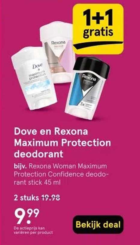 Dove en Rexona Maximum Protection deodorant