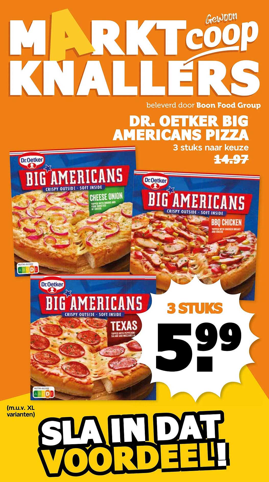 DR. OETKER BIG AMERICANS PIZZA 3 STUKS NAAR KEUZE