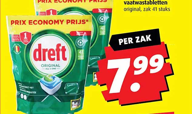 Dreft vaatwastabletten original, zak 41 stuks