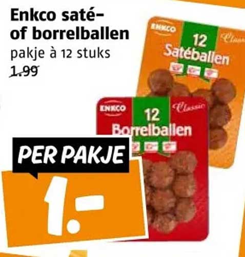 Enkco saté- of borrelballen pakket à 12 stuks