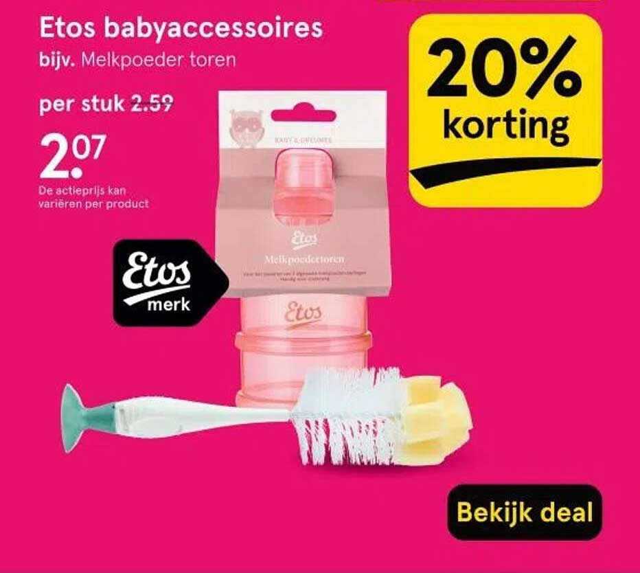 Etos babyaccessoires bijv. Melkpoeder toren