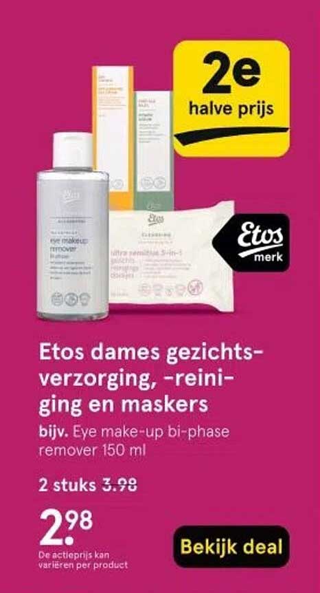 Etos dames gezichtsverzorging, -reiniging en maskers