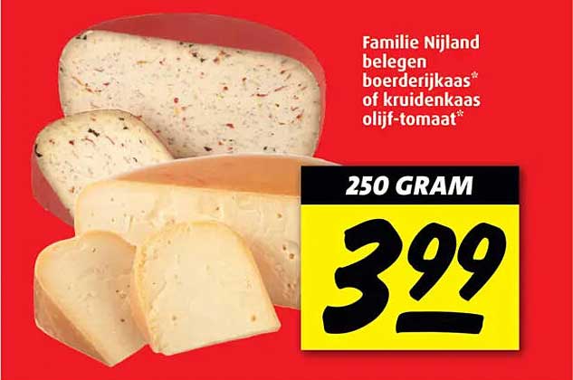 Familie Nijland belegen boerderijkaas* of kruidenkaas olijf-tomaat*