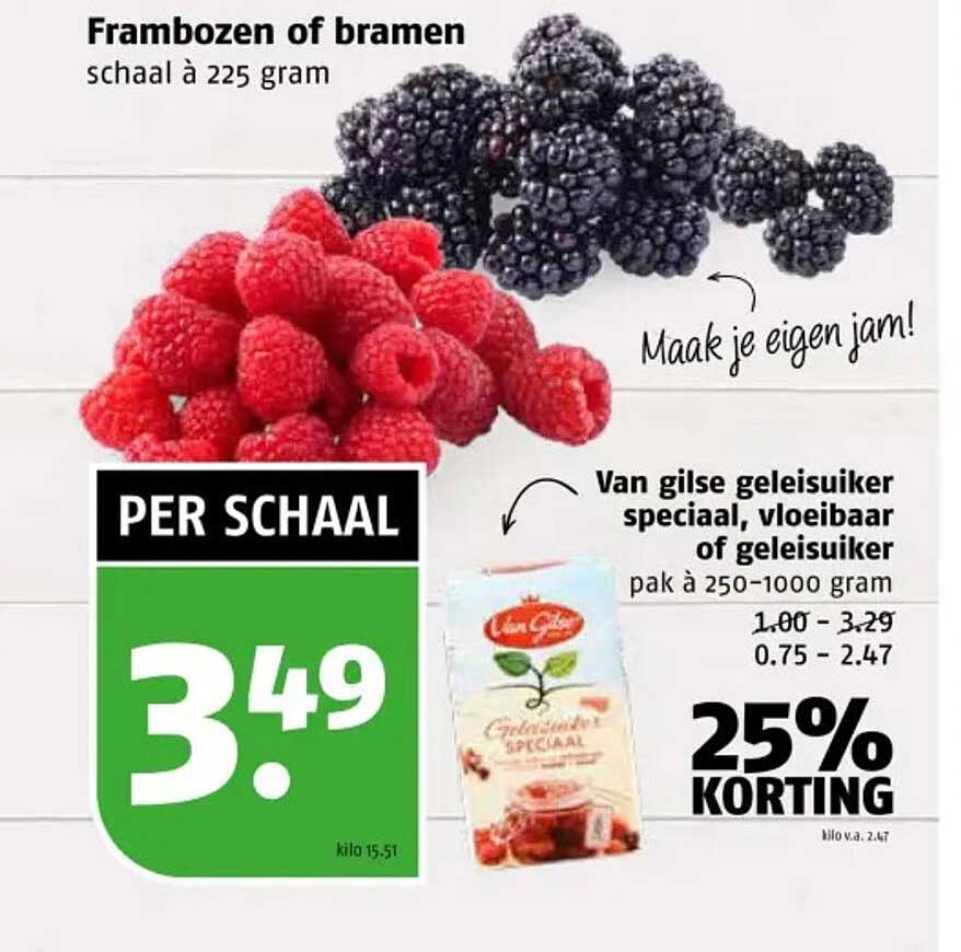 Frambozen of bramen schaal à 225 gram