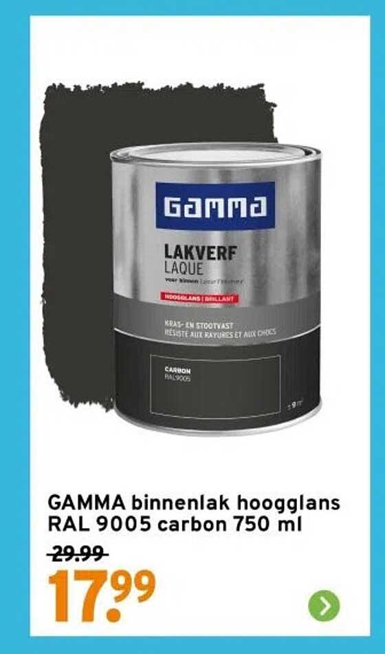 GAMMA binnenlak hoogglans RAL 9005 carbon 750 ml