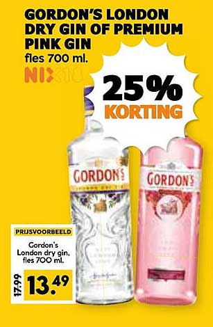 Gordon's London Dry Gin of Premium Pink Gin fles 700 ml.