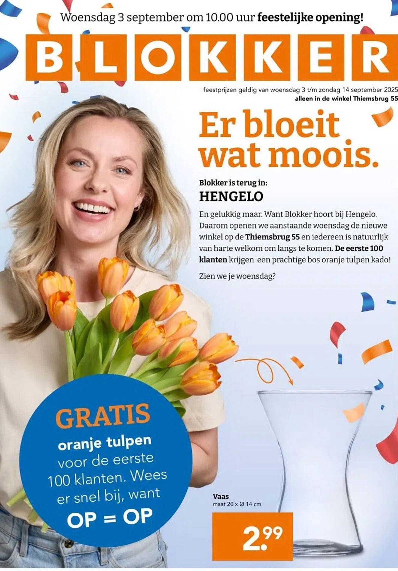 GRATIS oranje tulpen voor de eerste 100 klanten. Wees er snel bij, want OP = OP