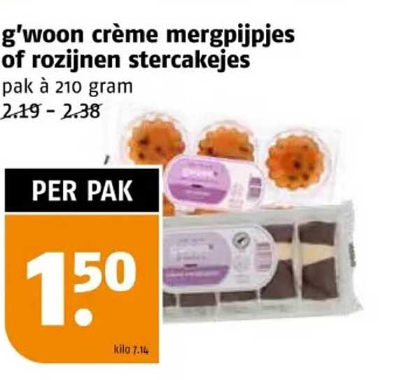 g’woon crème mergpijpjess of rozijnen stercakejes