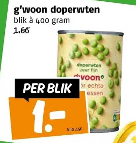 g'woon doperwten blik à 400 gram