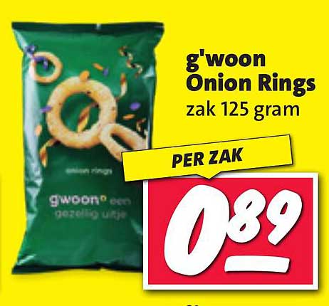 g'woon Onion Rings zak 125 gram