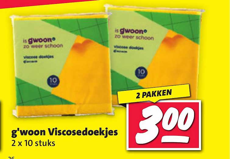 g'woon Viscosedoekjes 2 x 10 stuks