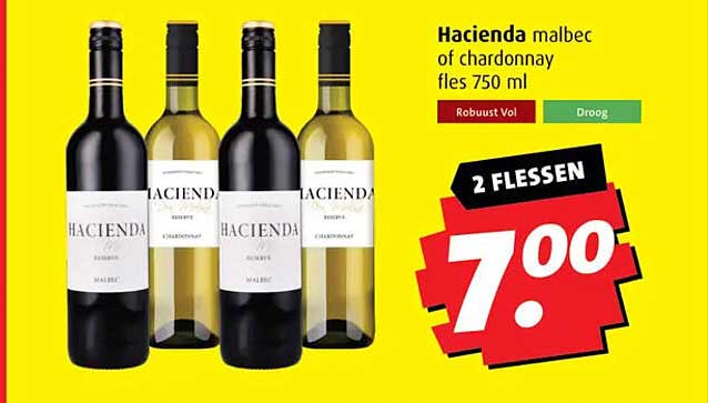 Hacienda malbec of chardonnay fles 750 ml