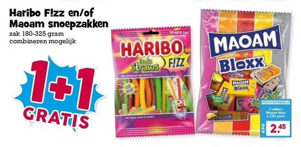 Haribo F!zz en/of Maoam snoepzakken