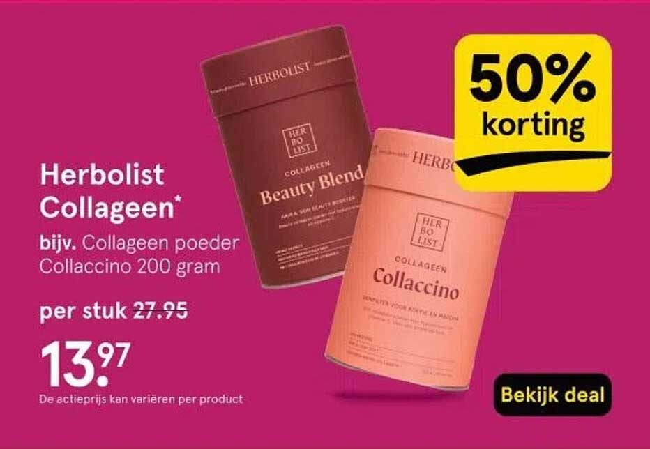 Herbolist Collageen bijv. Collageen poeder Collaccino 200 gram