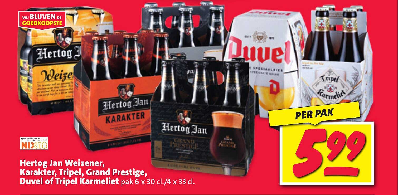 Hertog Jan Weizener, Karakter, Tripel, Grand Prestige, Duvel of Tripel Karmeliet pak 6 x 30 cl./4 x 33 cl.