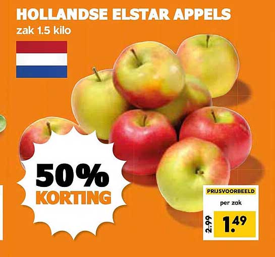 HOLLANDSE ELSTAR APPELS zak 1.5 kilo