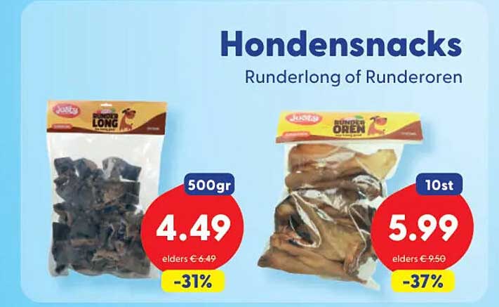 Hondensnacks Runderlong of Runderoren