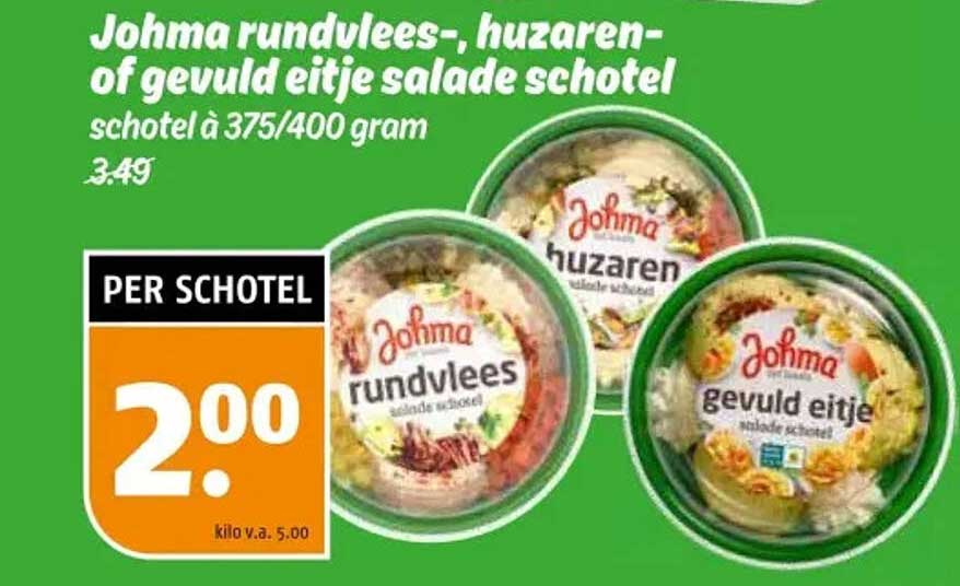 Johma rundvlees-, huzaren- of gevuld eitje salade schotel