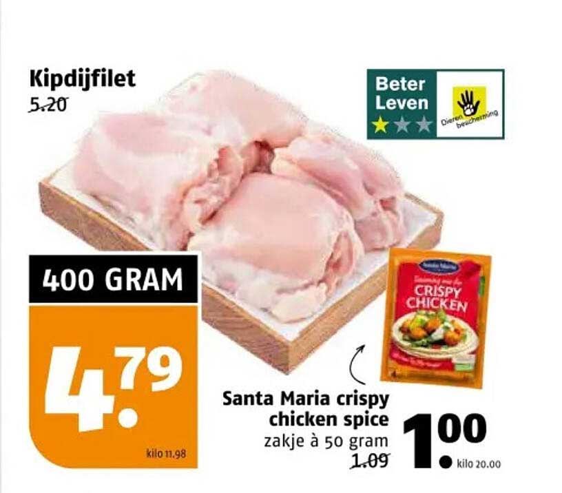 Kipdijfilet 400 gram voor 4.79