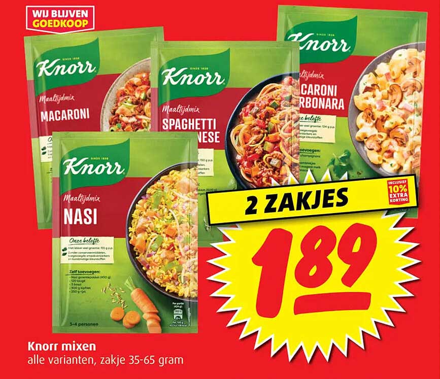 Knorr mixen alle varianten, zakje 35-65 gram