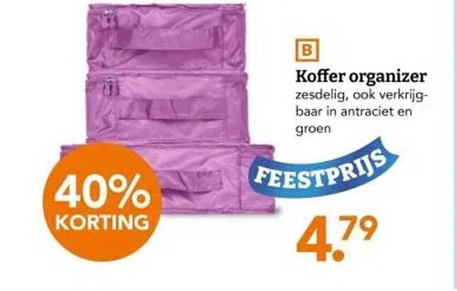 Koffer organizer zesdelig, ook verkrijgbaar in antraciet en groen
