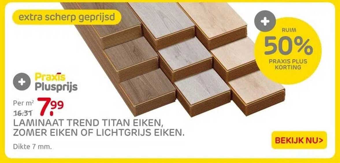 LAMINAAT TREND TITAN EIKEN, ZOMER EIKEN OF LICHTGRIJS EIKEN.