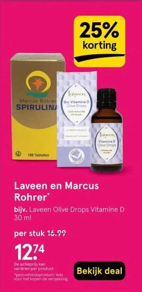 Laveen en Marcus Rohrer bijv. Laveen Olive Drops Vitamine D 30 ml