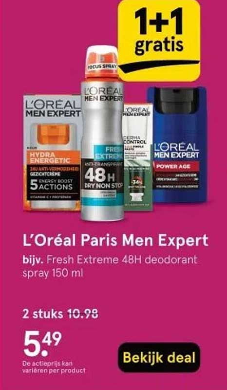 L’Oréal Paris Men Expert bijv. Fresh Extreme 48H deodorant spray 150 ml